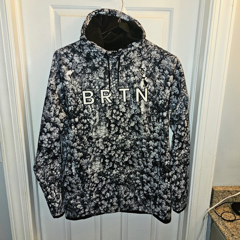 Burton Crown Weatherproof Pullover Hoodie Mens L BRTN Snowboard Black Gray 22024